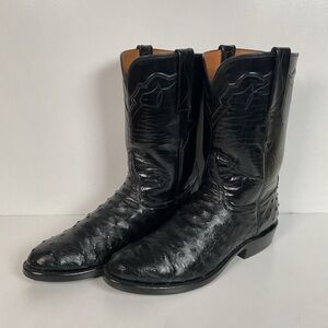 Lucchese Classics Handmade Ostrich Quill Roper Boots 8.5 D Exotic